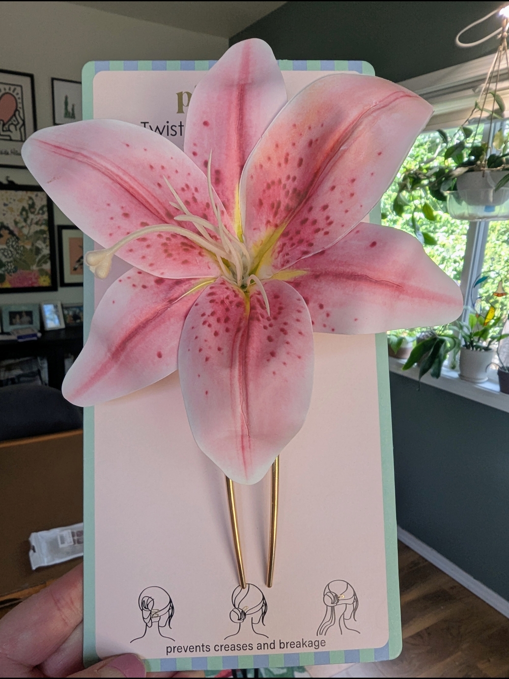Piper K Pink and Gold Lily Floral Hair Pin